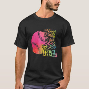 T-shirt Baseball Femmes Drôle Équipe Cadeau Jouer comme un