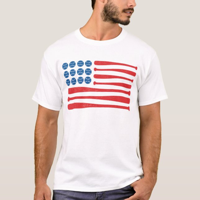 T-shirt Baseball Flag (Devant)