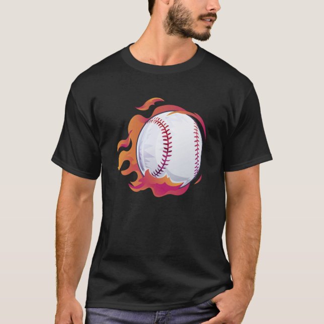 T-shirt Baseball Flame Cute Baseball Player Coach Athlete (Devant)