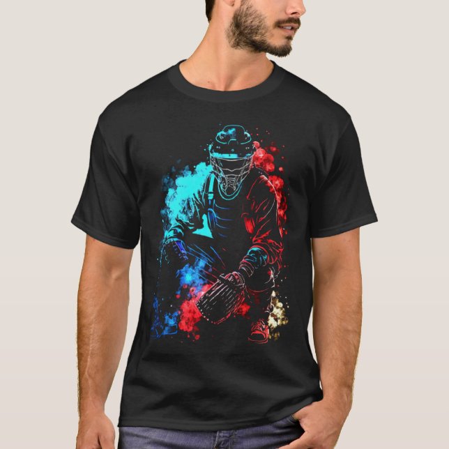 T-shirt Baseball Flames Retro Baseball Bat Baseball Player (Devant)