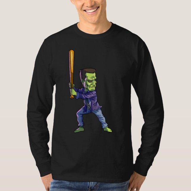 T-shirt Baseball Frankenstein Halloween Hommes Garçons Bas (Devant)