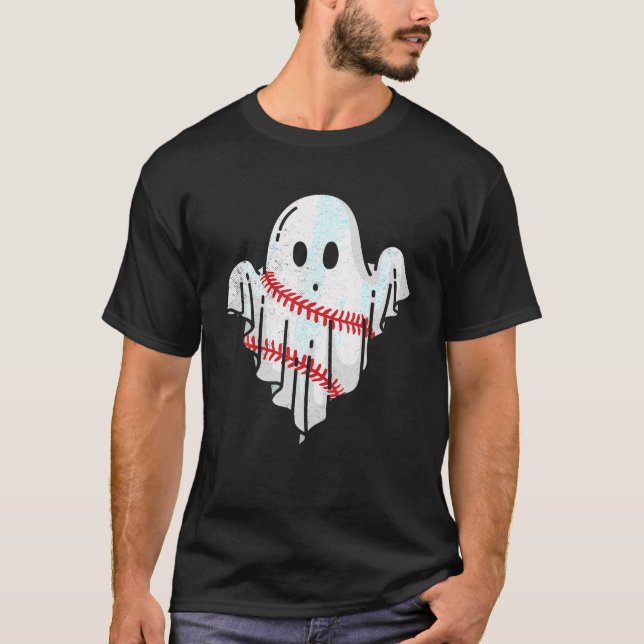 T-shirt Baseball Ghost Boys Baseball Lover Retro Halloween (Devant)
