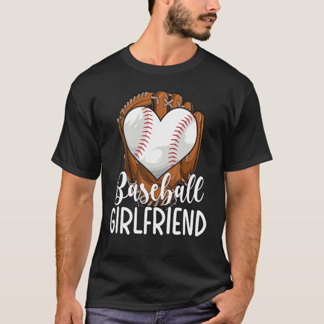 T-shirt Baseball Girlfriend Heart Girlfriend Of A Baseball (Devant)