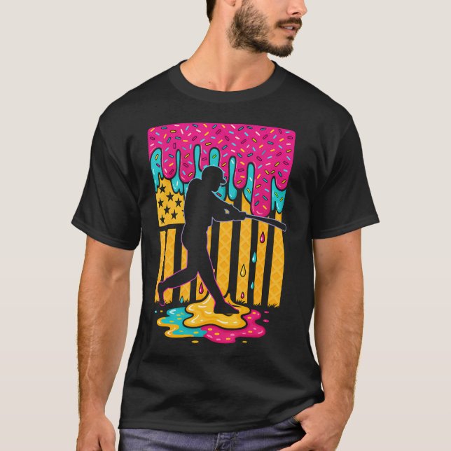 T-shirt Baseball Glace Dégoulinant Garçons Filles Drapeau  (Devant)