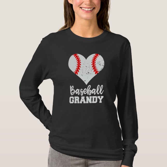 T-shirt Baseball Grandy Baseball Heart Grandma Grandy (Devant)