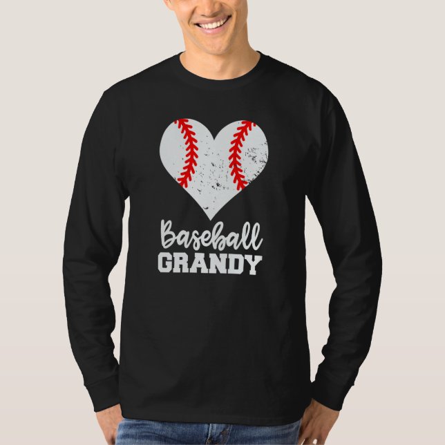 T-shirt Baseball Grandy Baseball Heart Grandma Grandy (Devant)