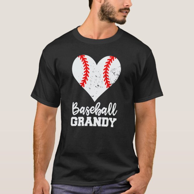 T-shirt Baseball Grandy Baseball Heart Grandma Grandy (Devant)
