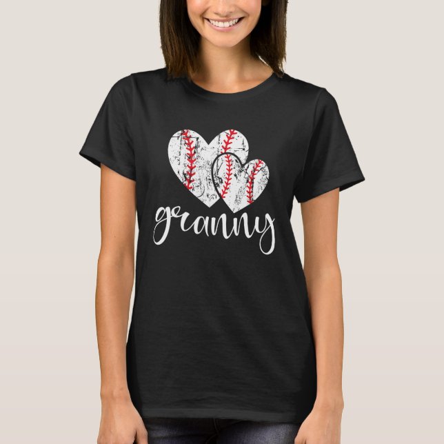 T-shirt Baseball Granny Heart Ball  Proud Grandma Mother s (Devant)