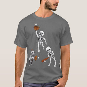 T-shirt Baseball Halloween Skeletons Hitter Catcher Boys K