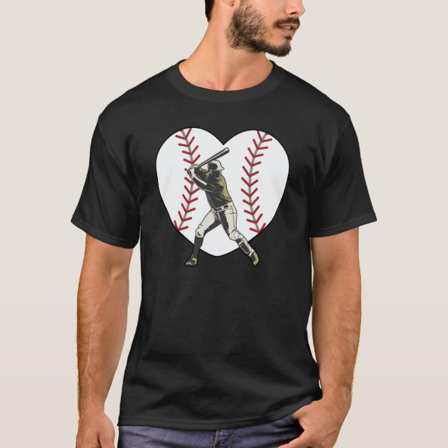 T-shirt Baseball Heart Batter Hitter Baseball Player Fan C (Devant)