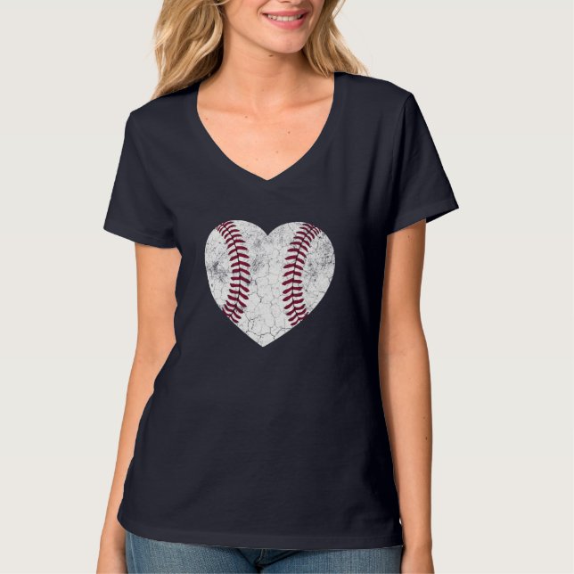 T-shirt Baseball Heart Fun Maman Papa Hommes Femmes SOFTBA (Devant)
