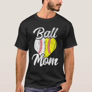 T-shirt Baseball Heart Fun Mom Dad Men Women Softball Wif