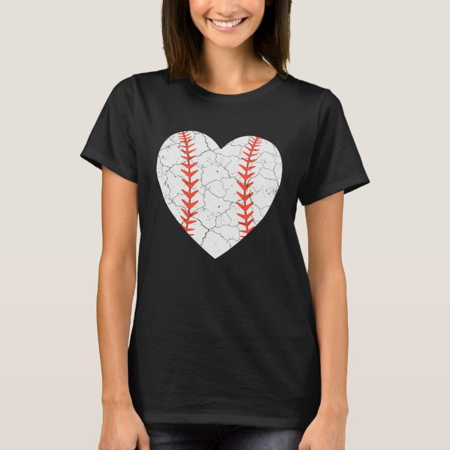 T-shirt Baseball Heart Love Valentines Day Sport Player Co (Devant)
