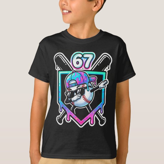 T-shirt Baseball Ice Cream Drip 67 Player Dabbing Six Seve (Devant)