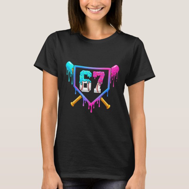 T-shirt Baseball Ice Cream Drip 67 Six Seven Meme Number 6 (Devant)