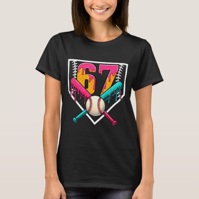 T-shirt Baseball Ice Cream Drip Number 67 Player 67th Birt (Devant)