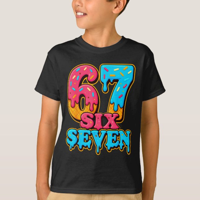 T-shirt Baseball Ice Cream Drip Number 67 Six Seven Meme C (Devant)