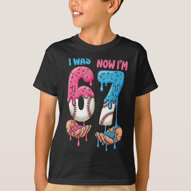 T-shirt Baseball Ice Cream I Was 6 Now Im 7 Funny 67 Birth (Devant)