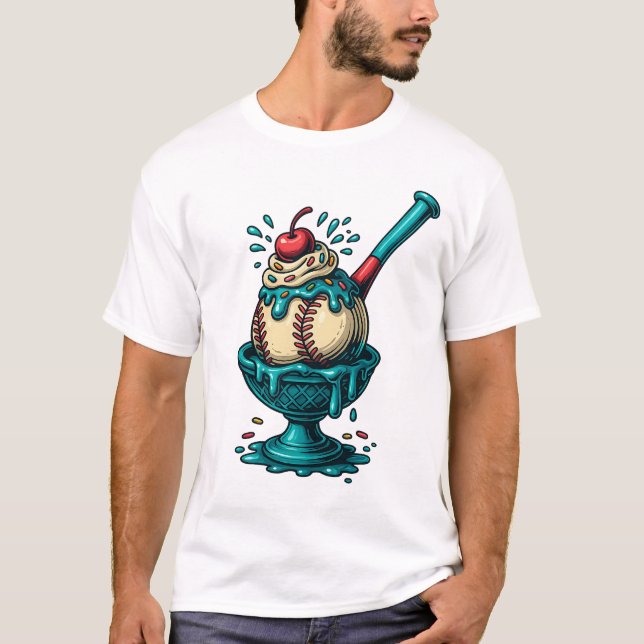 T-shirt Baseball Ice Cream Sundae Drôle Design sportif (Devant)