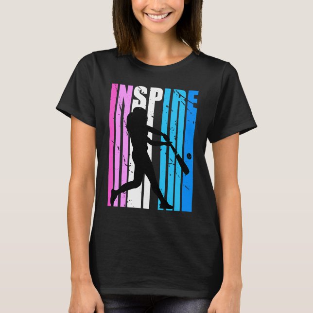 T-shirt Baseball Inspire Pink Blue Color Inspirational Mot (Devant)