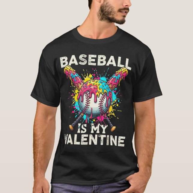T-shirt Baseball Is My Valentine Ice Cream Drip Crossed Ba (Devant)