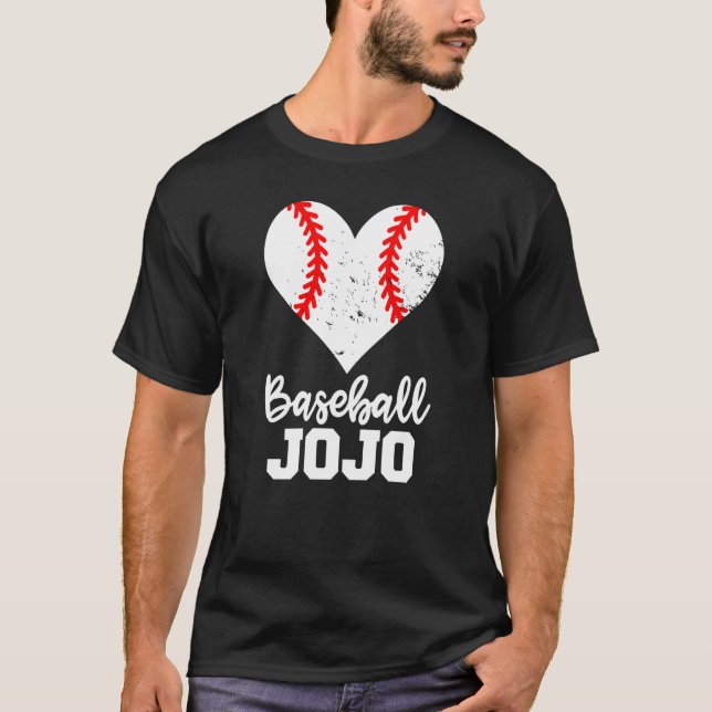 T-shirt Baseball Jojo Baseball Heart Grandma Jojo (Devant)