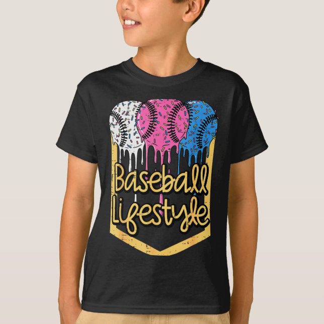 T-shirt Baseball Lifestyle Ball Sprinkles Drip Boys Kids M (Devant)