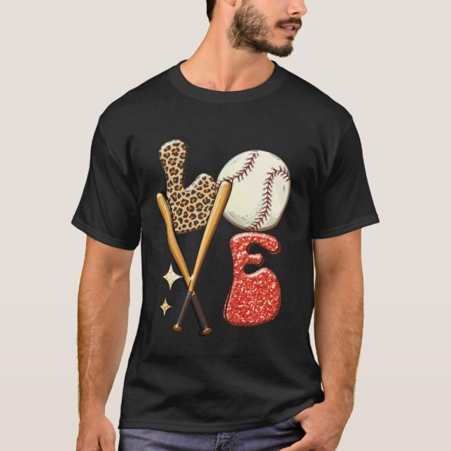 T-shirt Baseball LOVE Baller Mom Leopard Print Softball Ga (Devant)