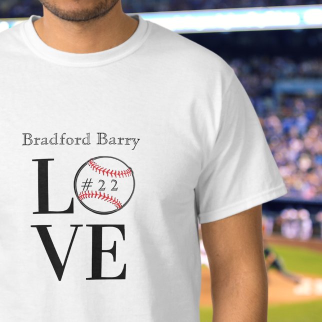 T-shirt Baseball LOVE : nom et numéro d'ajout personnalisé (Créateur téléchargé)