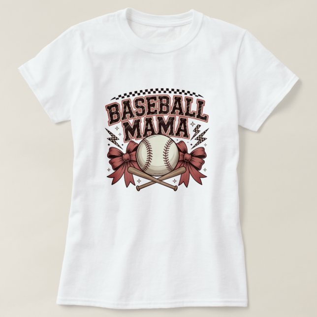 T-Shirt Baseball Maman avec Bâtons, Arcs et Éclair (Design devant)
