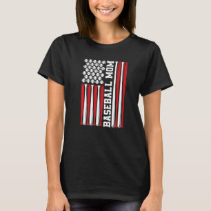 T-shirt Baseball Maman Drapeau Américain 4 juillet Patriot