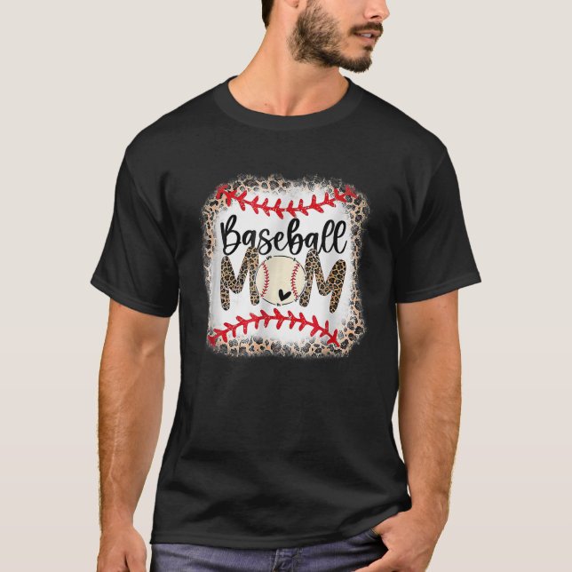 T-shirt Baseball Maman Leopard Funny Softball Maman Mères  (Devant)