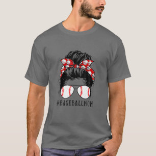 T-shirt Baseball Maman Messy Bun Game Day Vibes Fête des M