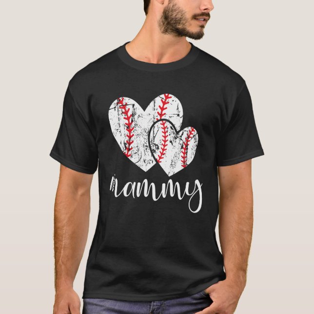 T-shirt Baseball Mammy Heart Ball  Proud Grandma Mother s  (Devant)