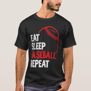 T-shirt Baseball Mange Sleep Baseball Répéter Le Ventilate
