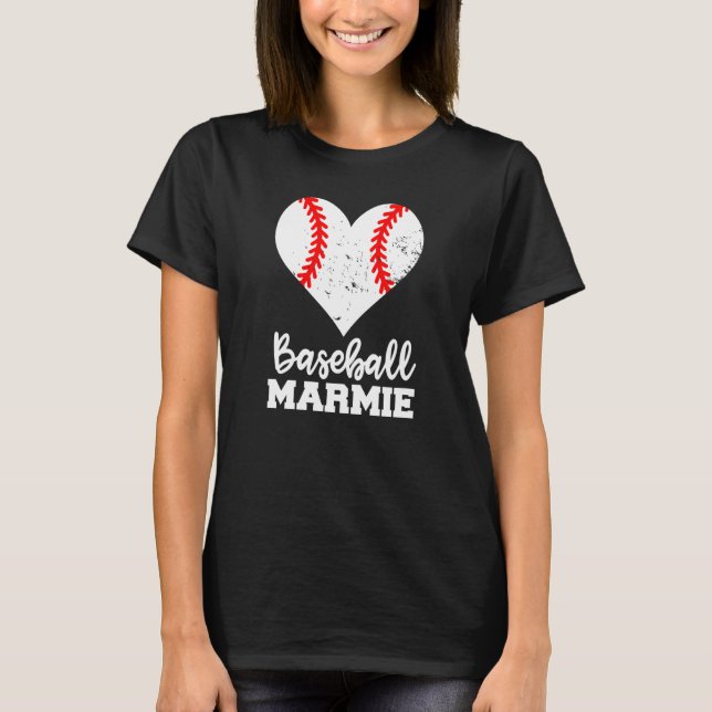 T-shirt Baseball Marmie Baseball Heart Grandma Marmie (Devant)