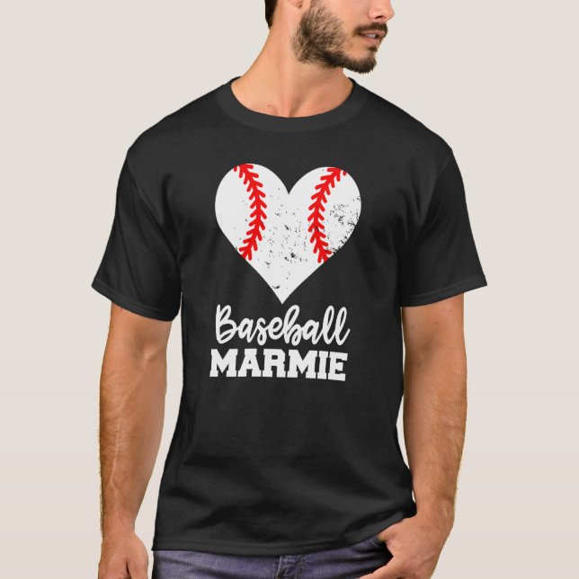 T-shirt Baseball Marmie Baseball Heart Grandma Marmie (Devant)
