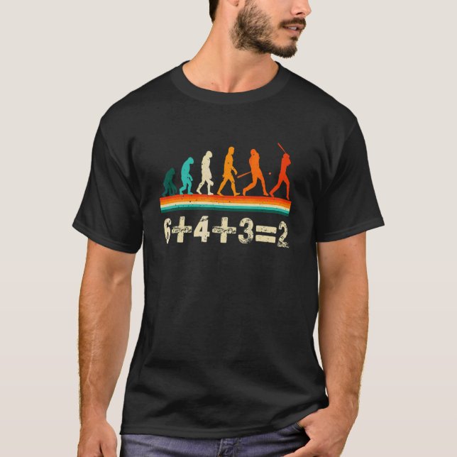 T-shirt Baseball Math 6+4+32 Double Play  Joueur de baseba (Devant)