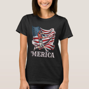 T-shirt Baseball Merica Patriotique 4 juillet Drapeau amér