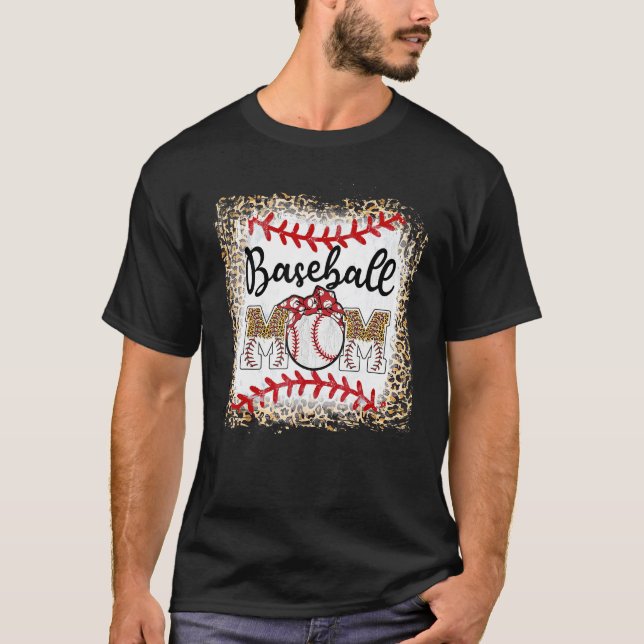 T-shirt Baseball Mom Leopard  Softball Mom Mother s Day (Devant)