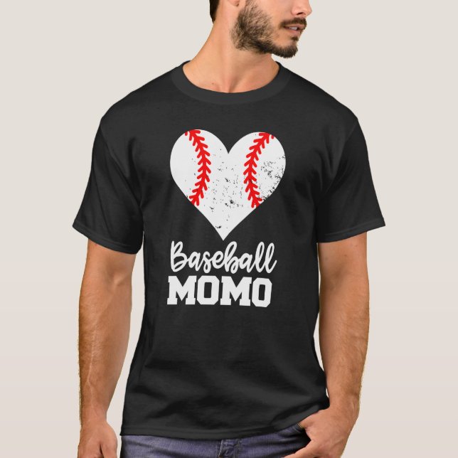T-shirt Baseball Momo Baseball Heart Grandma Momo (Devant)
