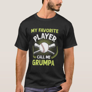 T-shirt Baseball Mon Joueur Favori Appelez-Moi Grumpa Vint