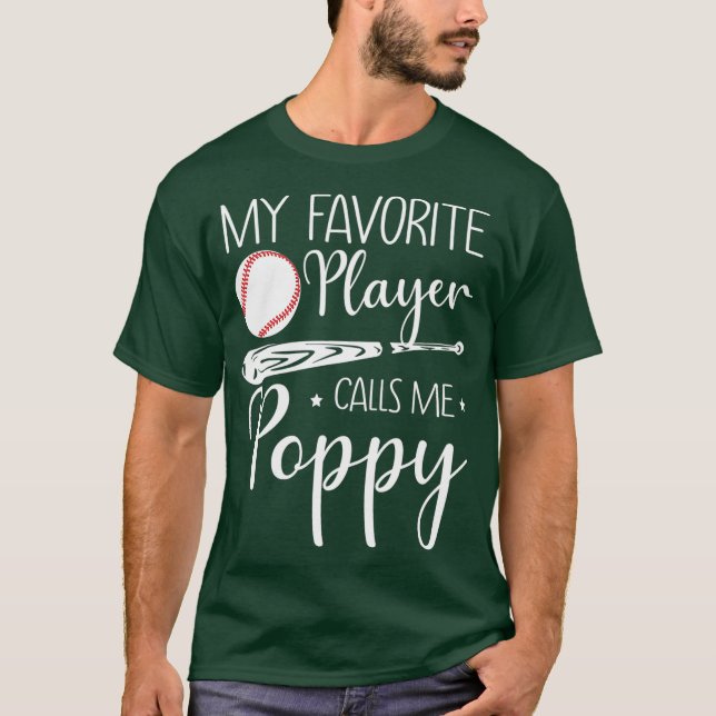 T-shirt Baseball Mon Joueur Favori M'Appelle Cadeau Poppy (Devant)