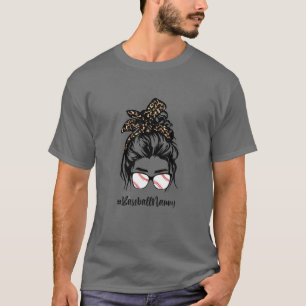 T-shirt Baseball Nanny Messy Cheveux Bun Leopard Femme Mèr