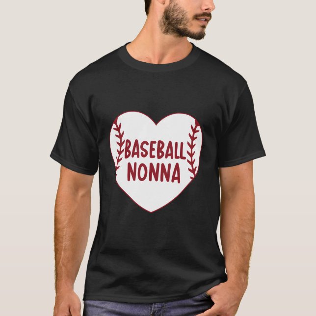 T-shirt Baseball Nonna He Baseball Fête Des Mères De Grand (Devant)