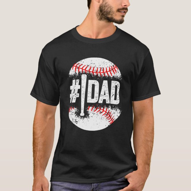 T-shirt Baseball Number One Daddy Son Baseball Father's Da (Devant)