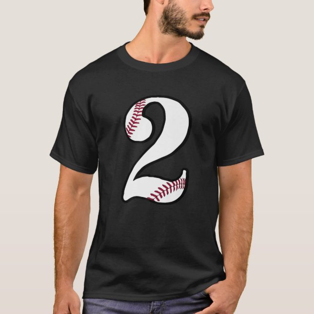 T-shirt Baseball Numéro 2 Deux Jersey Fan 2E Anniversaire  (Devant)