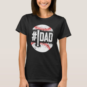 T-shirt Baseball Numéro Un Papa Joueurs Fils Baseball Fat