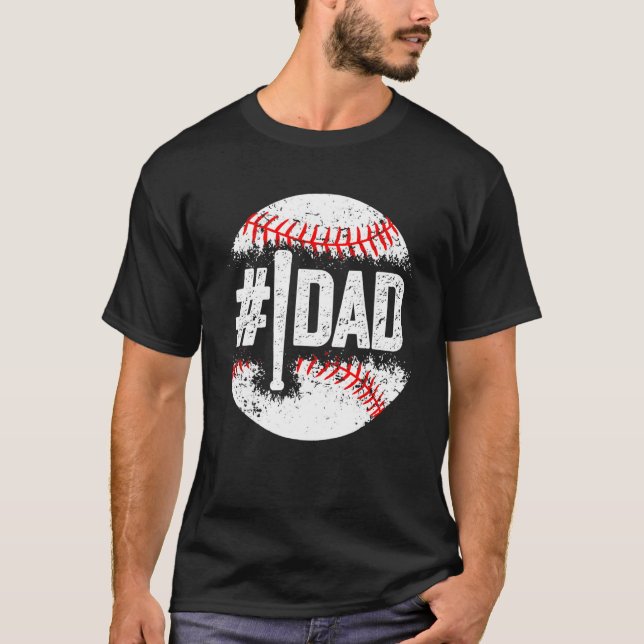 T-shirt Baseball Numéro Un papa Son Baseball Père's Da (Devant)