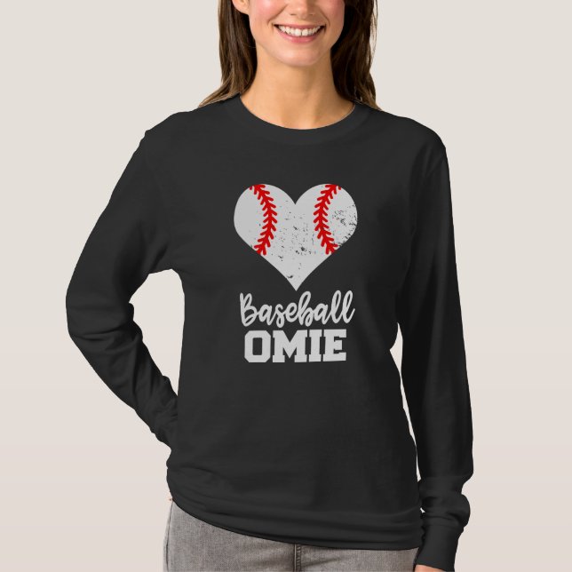 T-shirt Baseball Omie Baseball Heart Grandma Omie (Devant)